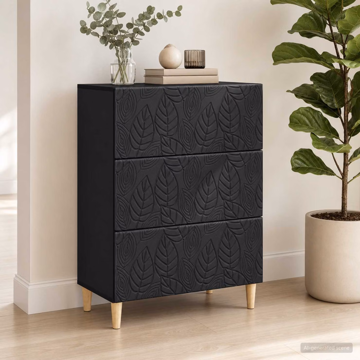 Carrello mobile con cassetti vidaXL in legno ingegnerizzato nero L: 66 cm, P: 34,5 cm, H: 90 cm