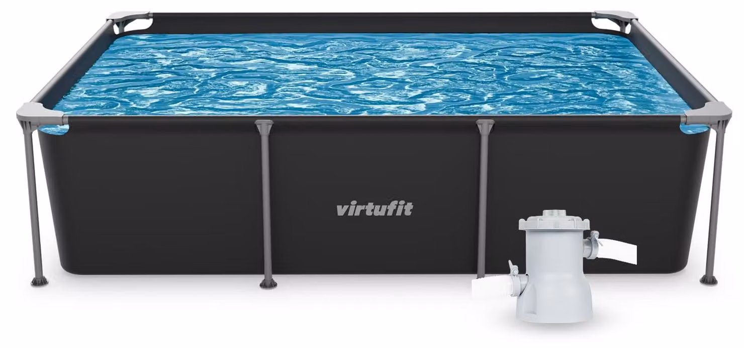 Piscina rettangolare, dimensioni 260 x 180 cm - Include pompa filtrante e cartucce - Materiale: PVC