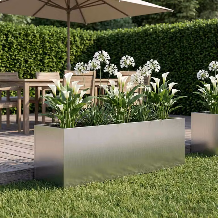 Vaso da giardino vidaXL in acciaio zincato argento L: 100 cm, P: 30 cm, H: 30 cm