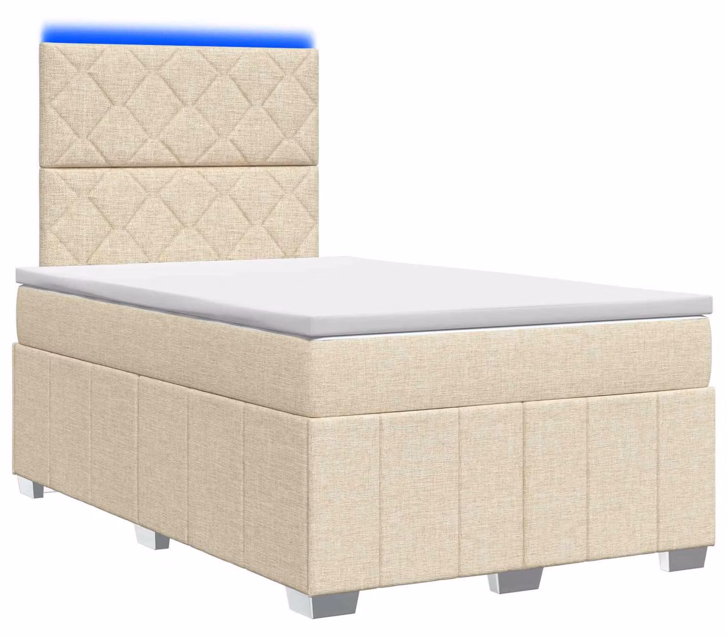 Letto boxspring LED con materasso Crema 120 x 190 cm Tessuto