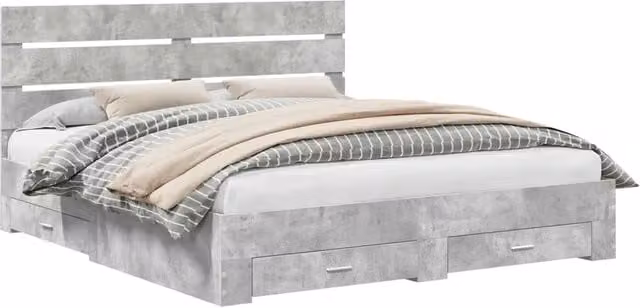 Letto matrimoniale | Letto per adulti | Struttura del letto con cassetto Grigio cemento 200 x 200 cm