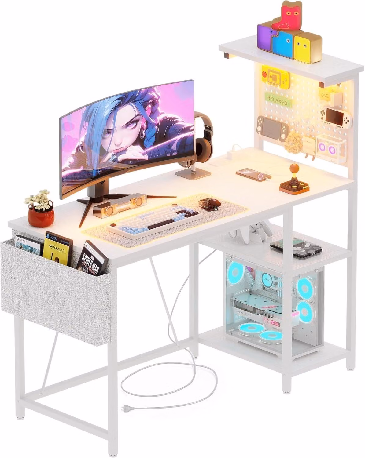Scrivania Computer Bureau con piano regolabile, dimensioni 100 x 50 cm, colore bianco