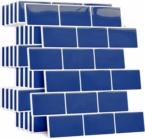 Yoillione Piastrelle Adesive Cucina Spessorate, Paraschizzi Cucina Mattonelle Adesive Bagno, Mattonelle Decorative 3D per Parete (10 Pezzi, Blu Navy)