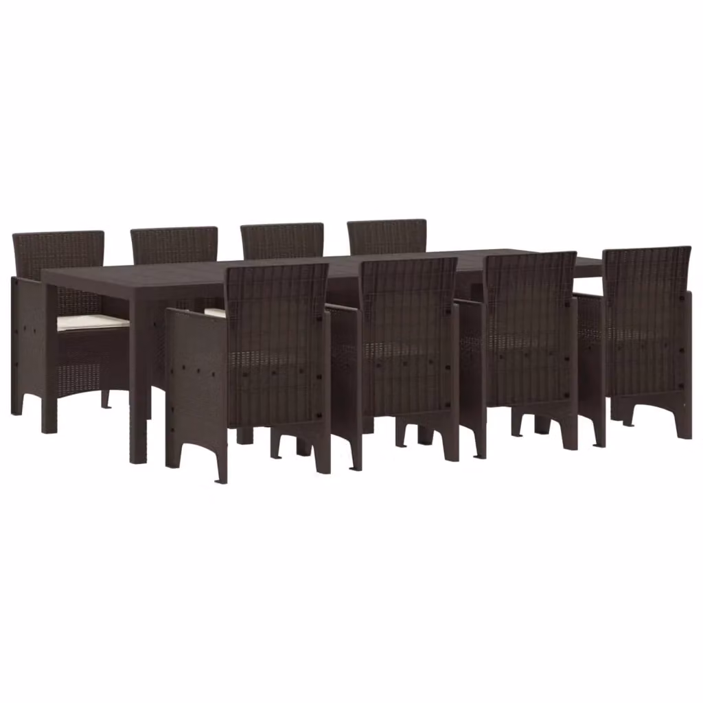 vidaXL Set da Pranzo per Giardino e Terrazzo in Polyrattan Marrone 9 Pezzi – 2