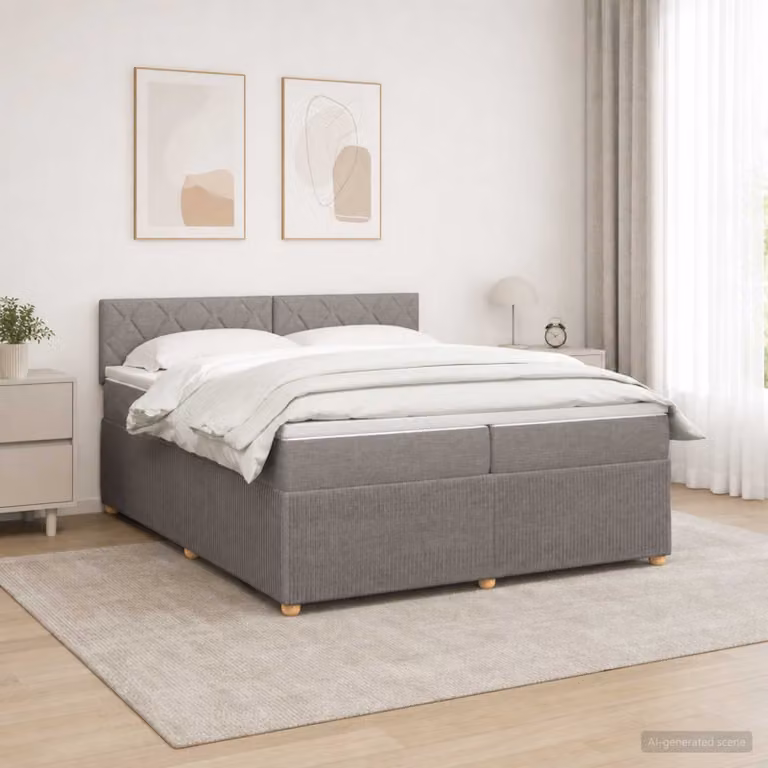 Letto box spring con materasso vidaXL in tessuto Tortora L/P: 200 x 200 cm