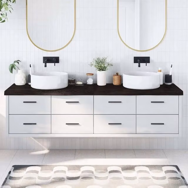 Piano Bagno Marrone Scuro 200x50x(2-6)cm Legno Trattato 3156270