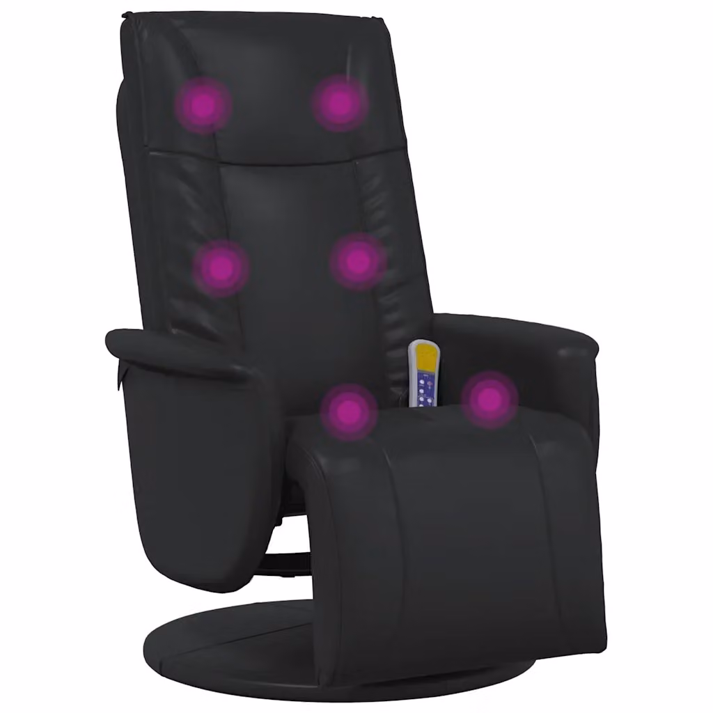 Poltrona Reclinabile Relax vidaXL in Similpelle Nera con Poggiapiedi e Rotazione 360 Gradi L/P/H: 71 x 48 x 105 cm – 2