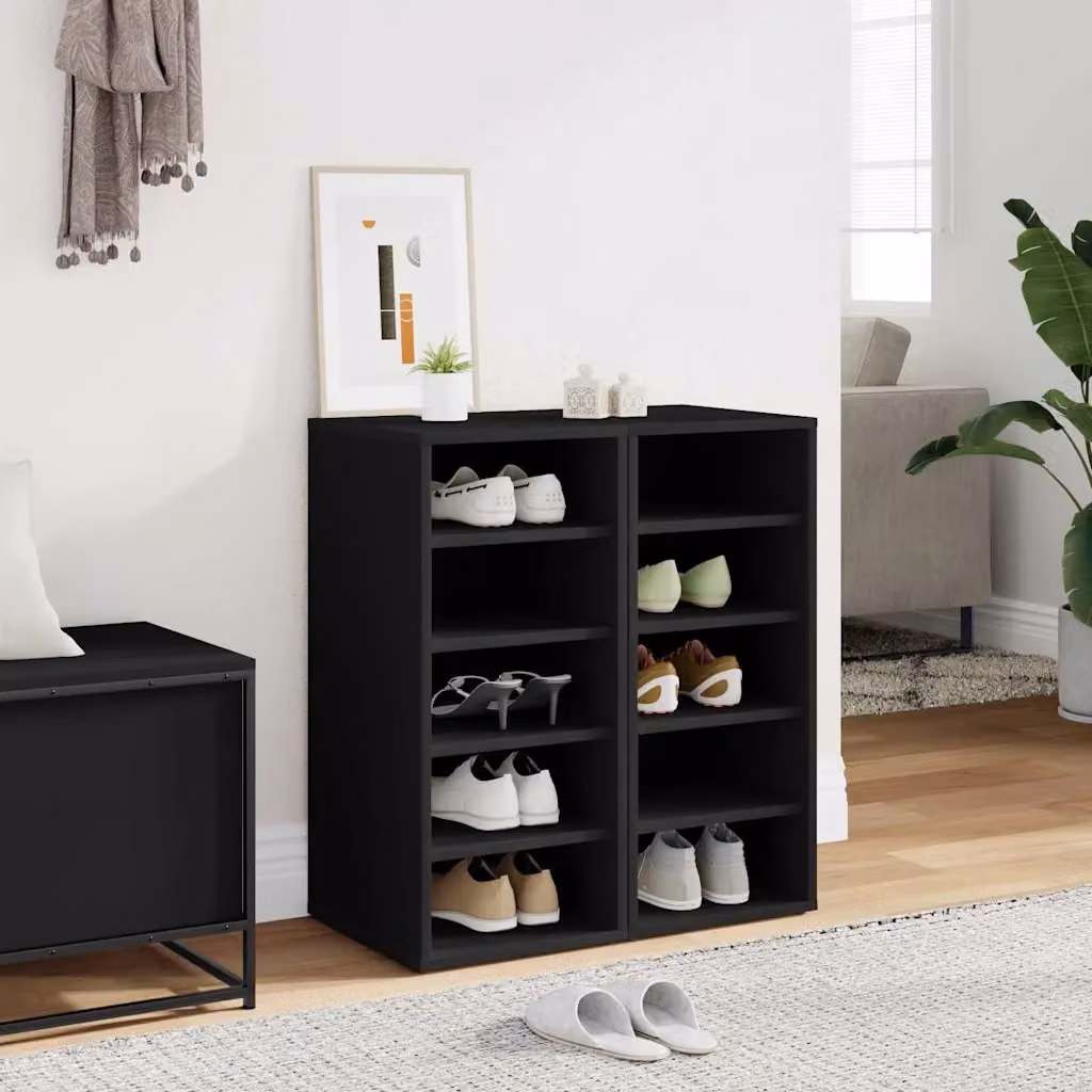 Armadio porta scarpe moderno vidaXL nero con ripiani piatti e mensole interne, L/P/H: 31,5 x 35 x 70 cm
