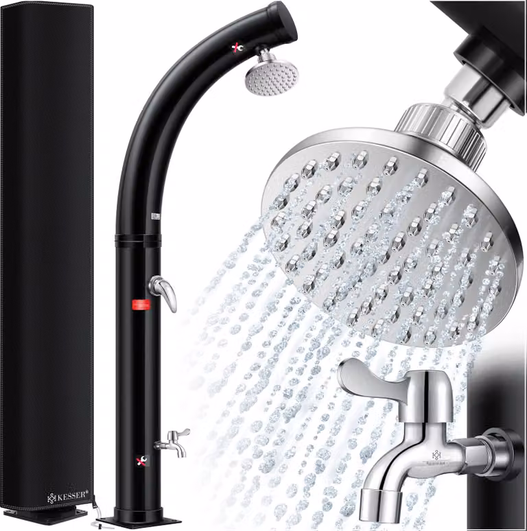 KESSER® Doccia solare da giardino, modello ad arco, acqua calda fino a 60°C, inclusa copertura protettiva