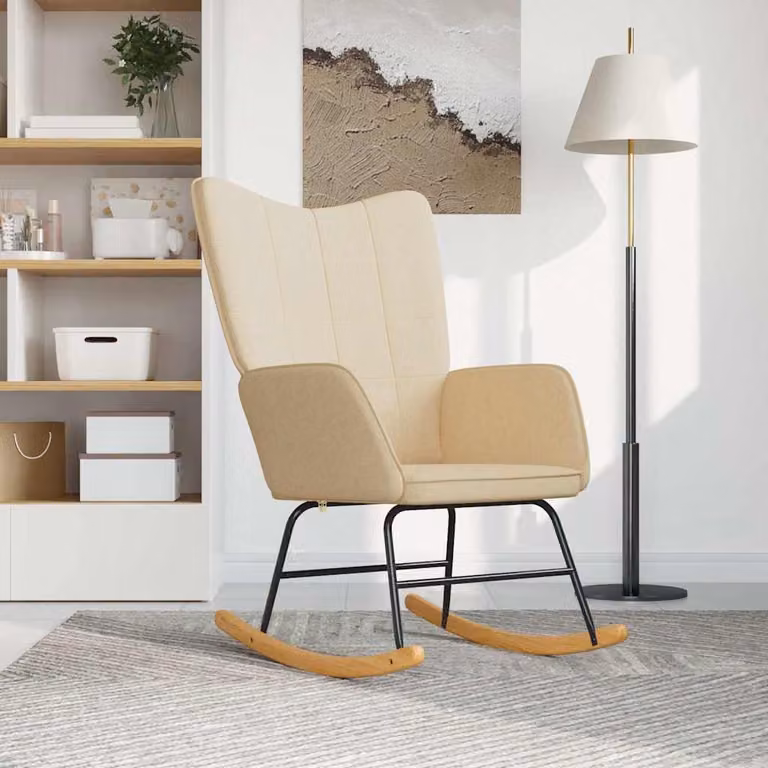 Sedia a Dondolo vidaXL in Tessuto Beige per Soggiorno
