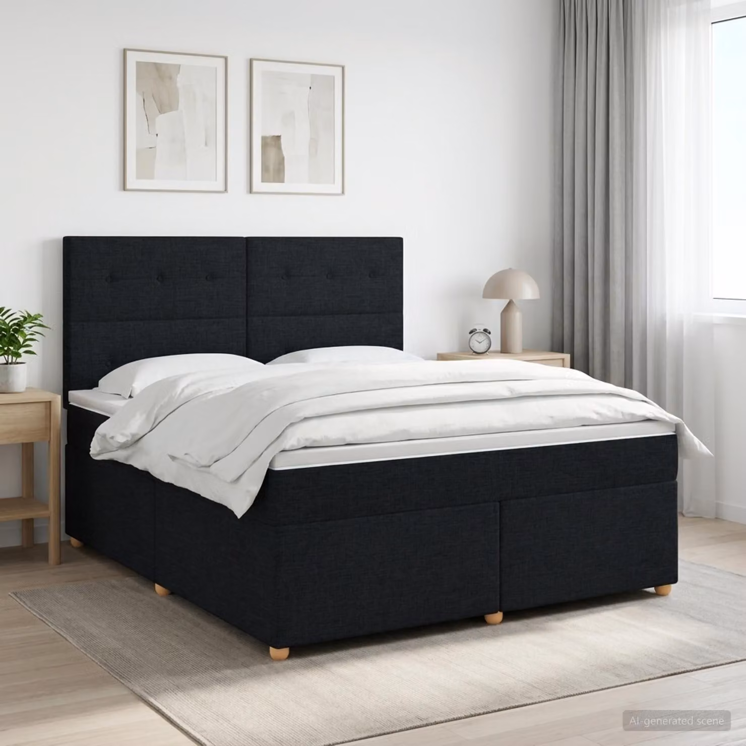 Maison Exclusive - Letto boxspring con materasso nero 140 x 190 cm Tessuto