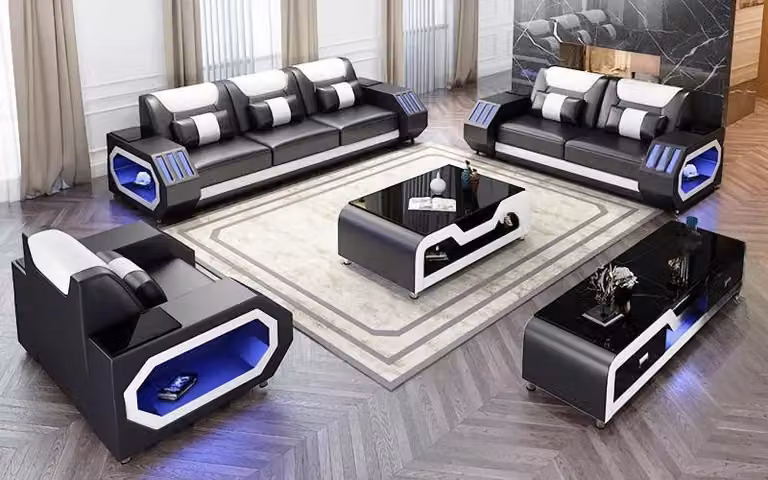 Sofagarnitur 321 Sitzer Modernes Sofa Ledersofa Designer Sofa Wohnlandschaft