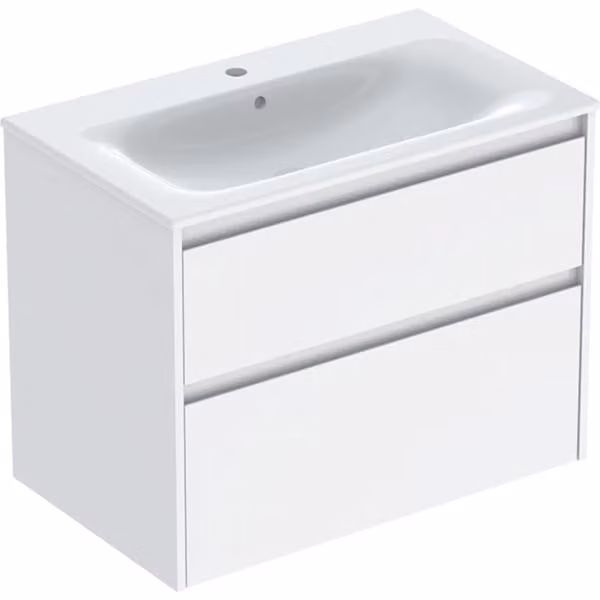 Geberit Renova Plan Ensemble lavabo pour meuble bord étroit, avec meuble sous lavabo, 2 tiroirs, 80x62,1x48cm, 504.040.01.1, 504.040.01.1