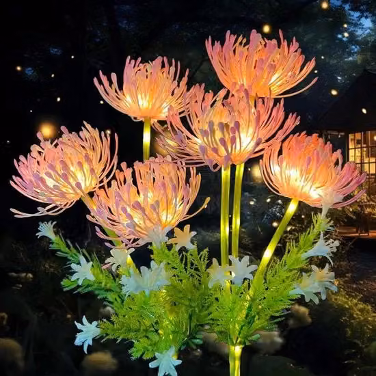Luce solare da giardino Lycoris Radiata rossa con protezione IP65 e 2 modalità di illuminazione per recinzioni, patio e terrazze