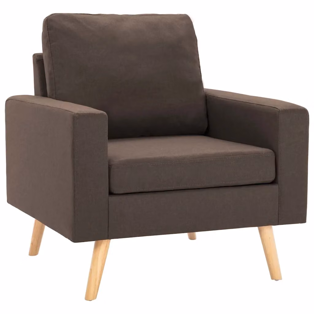 Poltrona moderna vidaXL in tessuto marrone con struttura in legno e schienale a vasca – 2