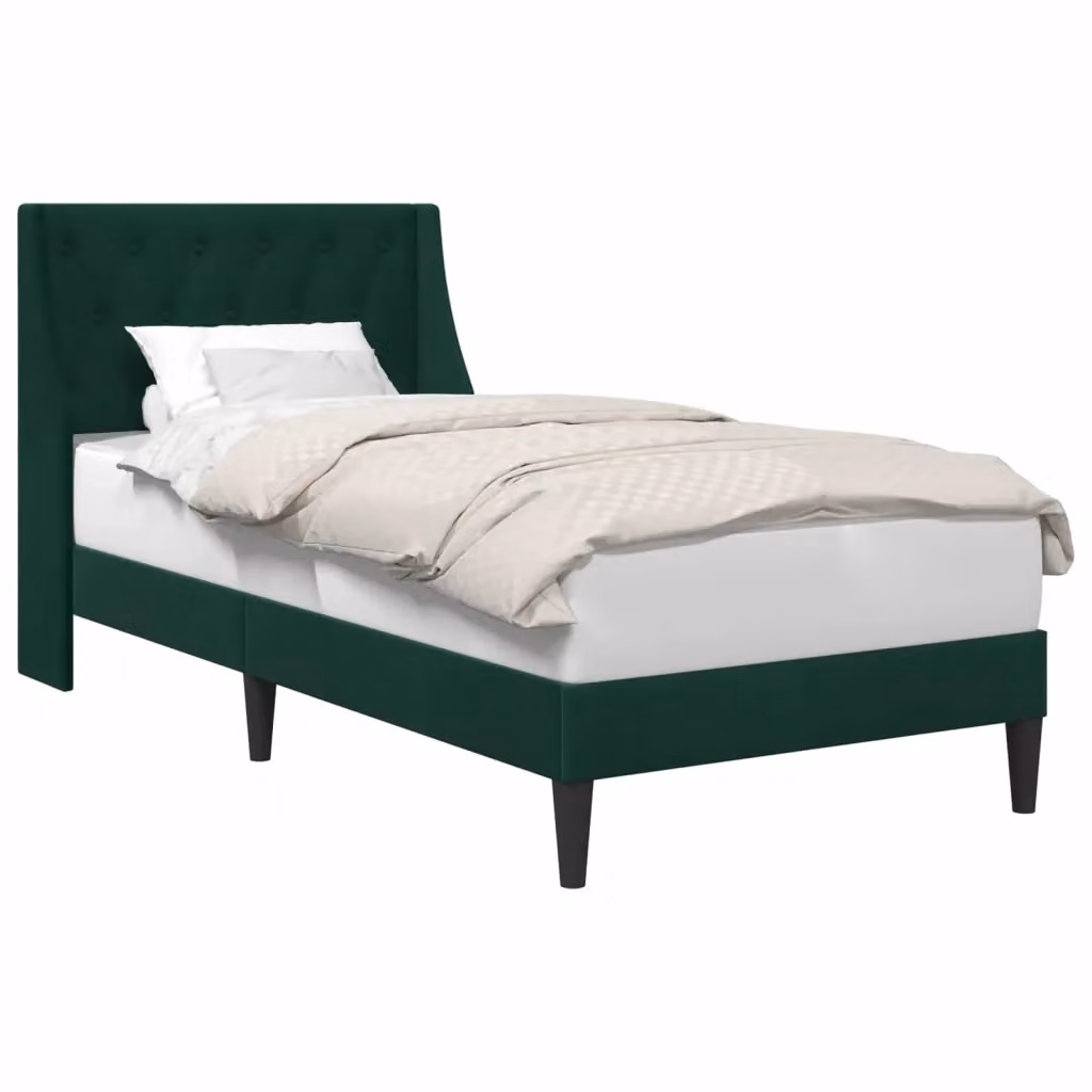 Struttura del letto con giroletto in velluto verde scuro DESIGN IN L/P/H: 202 x 90 x 140 cm – 2