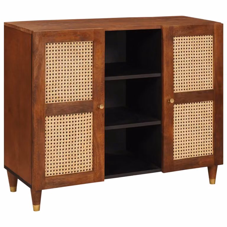 Credenza moderna vidaXL in legno di mango massello marrone L 90 x P 33,5 x H 75 cm
