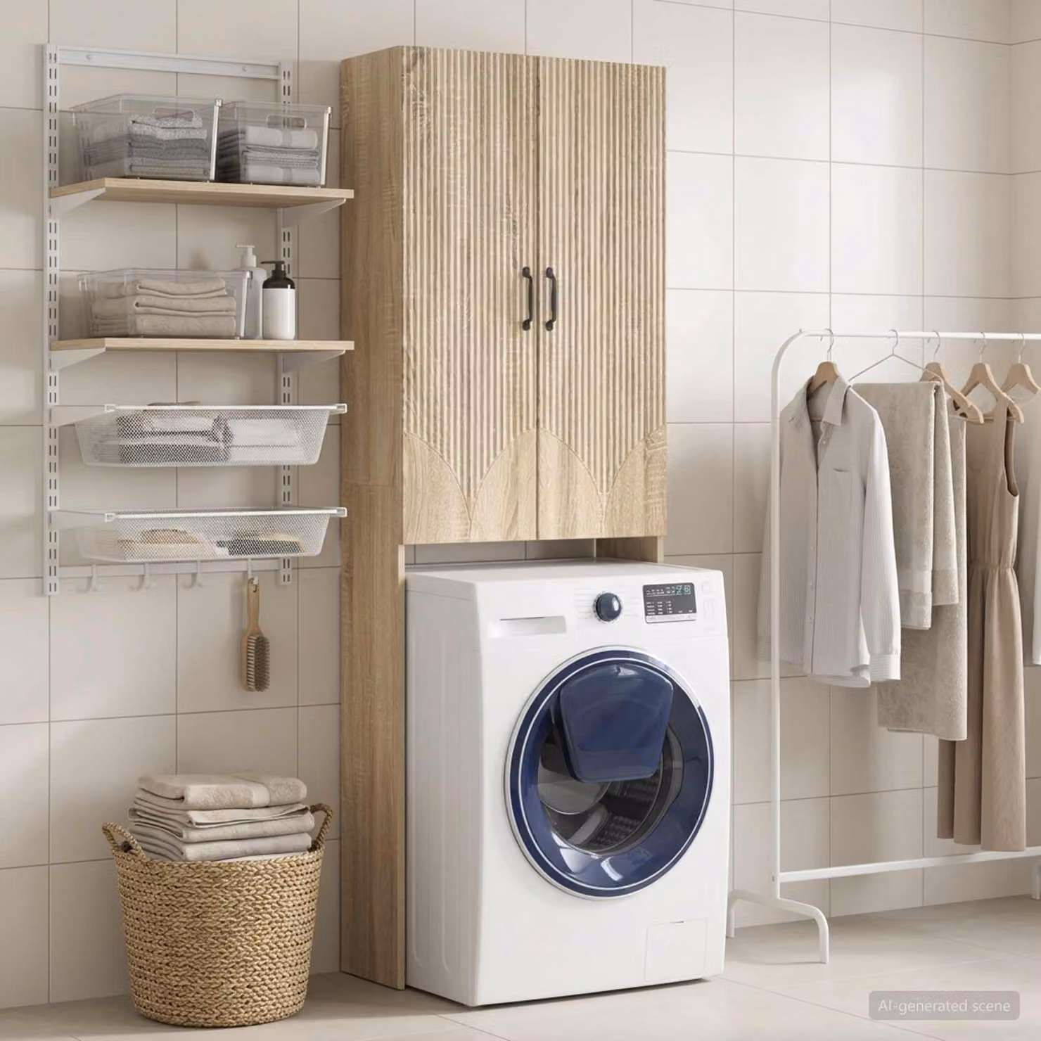 Mobiletto da bagno moderno vidaXL HOORN Rovere Sonoma, L: 66 cm, P: 25,5 cm, H: 190 cm