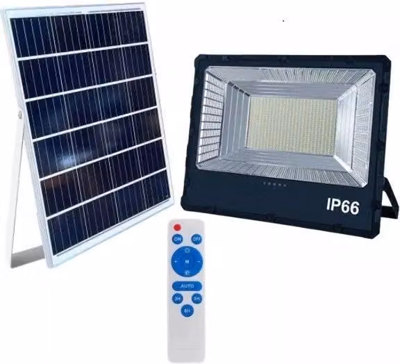 Faro LED ZENCOCCO con Pannello Solare 1500W, 3 Colori Luce CCT, Impermeabile IP66 con Telecomando, Nero e Bianco