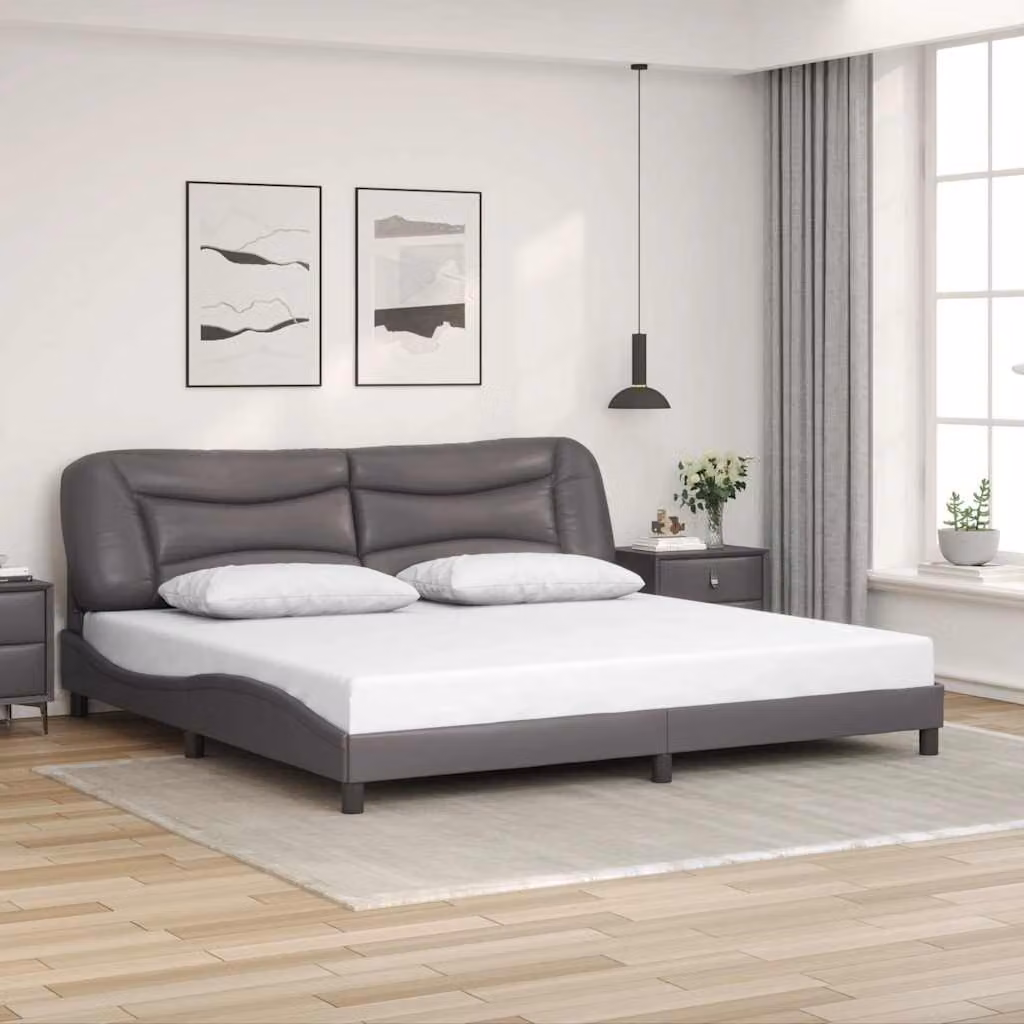 Giroletto senza materasso Hvar vidaXL in similpelle grigia L/P/H: 200 x 200 x 74,5 cm – 1