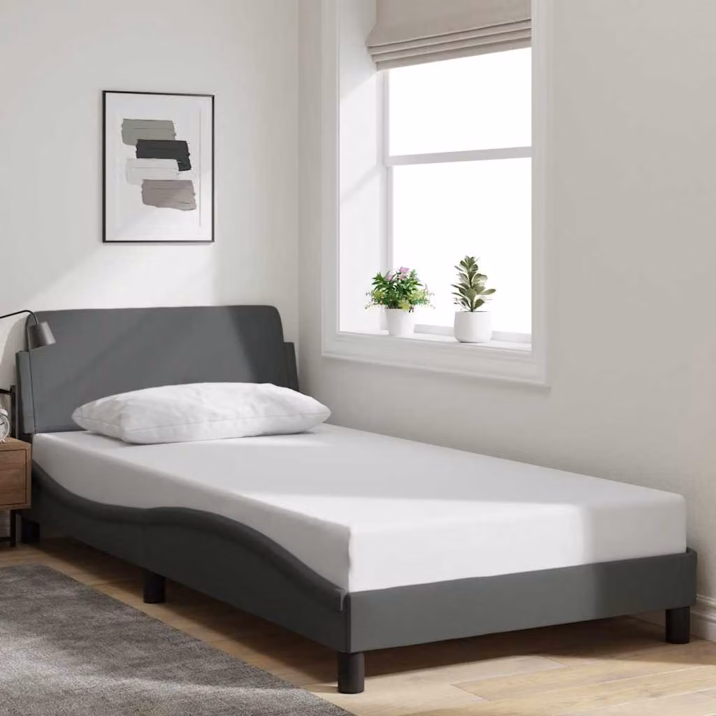 Giroletto vidaXL Dover Grigio con Struttura Imbottita e Doghe in Legno L: 105 cm, P: 218 cm, H: 74,5 cm