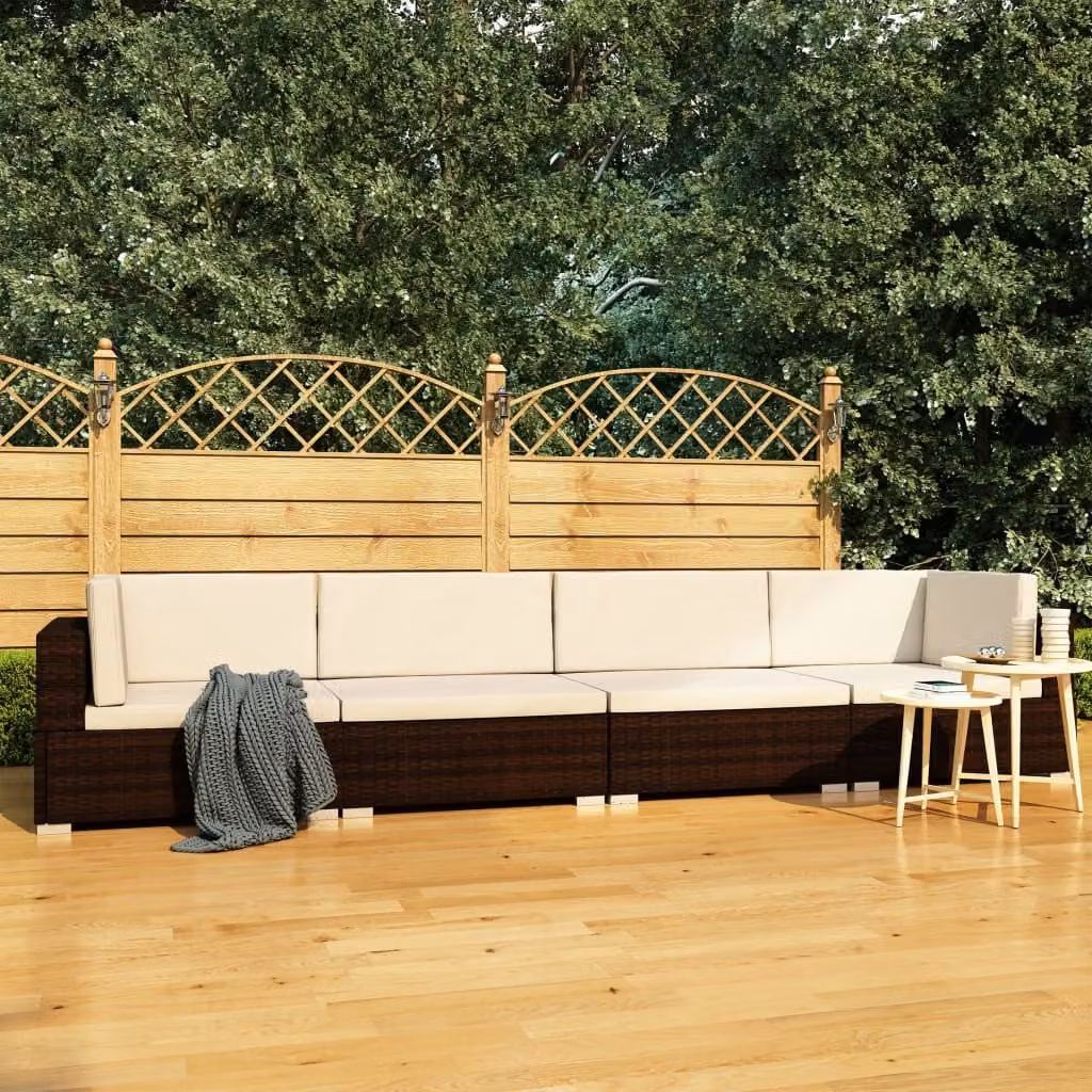 Maison Exclusive - Set da giardino composto da 4 pezzi, con cuscini, in rattan sintetico marrone