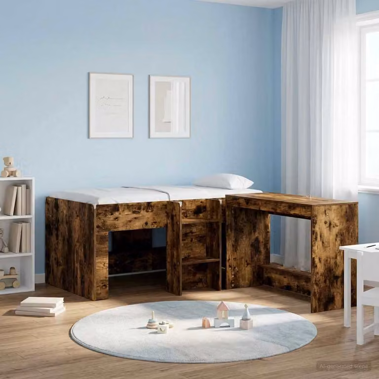 Letto alto per bambini vidaXL in legno color rovere fumo L 160 cm x P 80 cm x H 163 cm