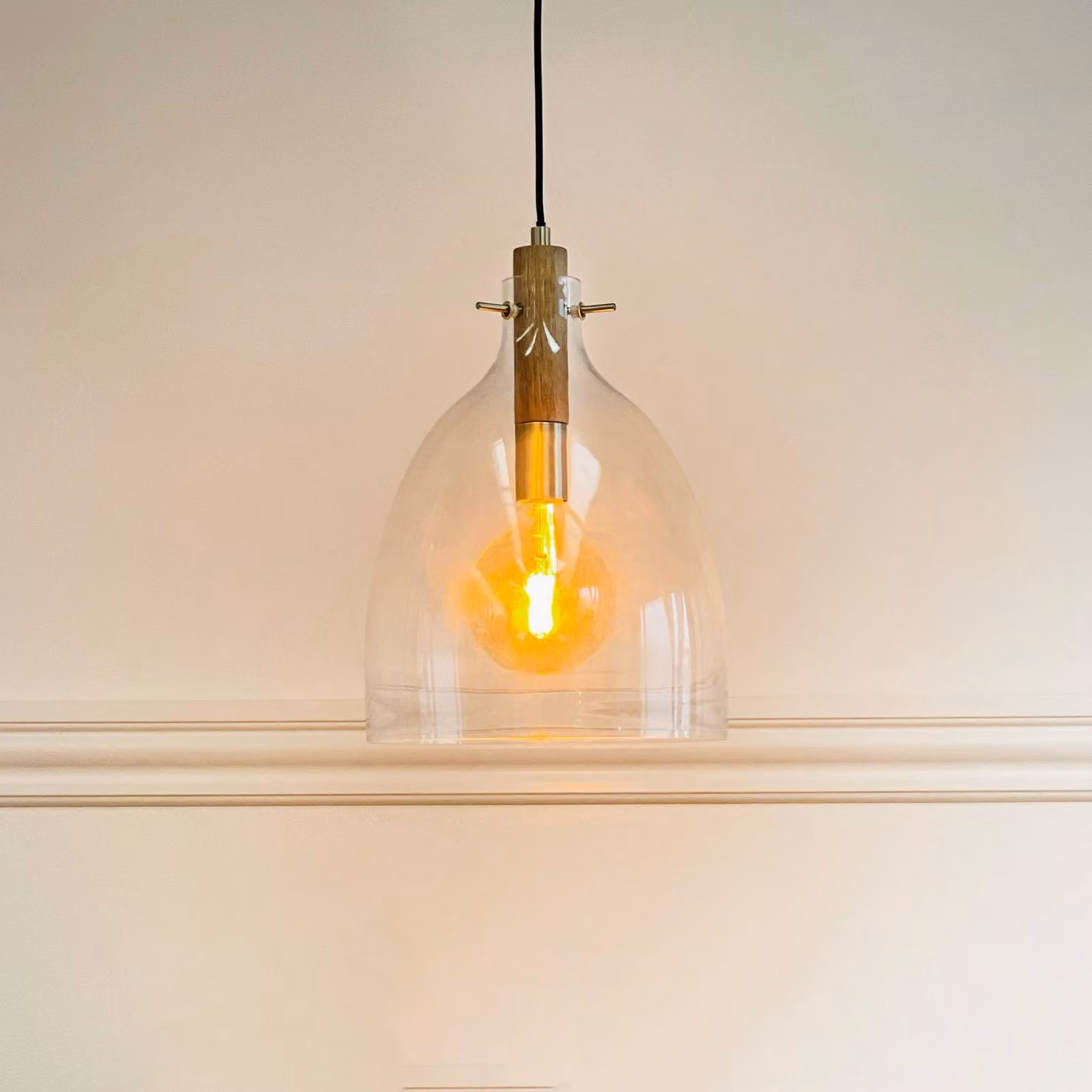 Dyberg Larsen Lampada a sospensione Bistro, dimmerabile, Chiaro / Trasparente, Soggiorno / Sala da pranzo, Vetro, Design, Lampada a sospensione
