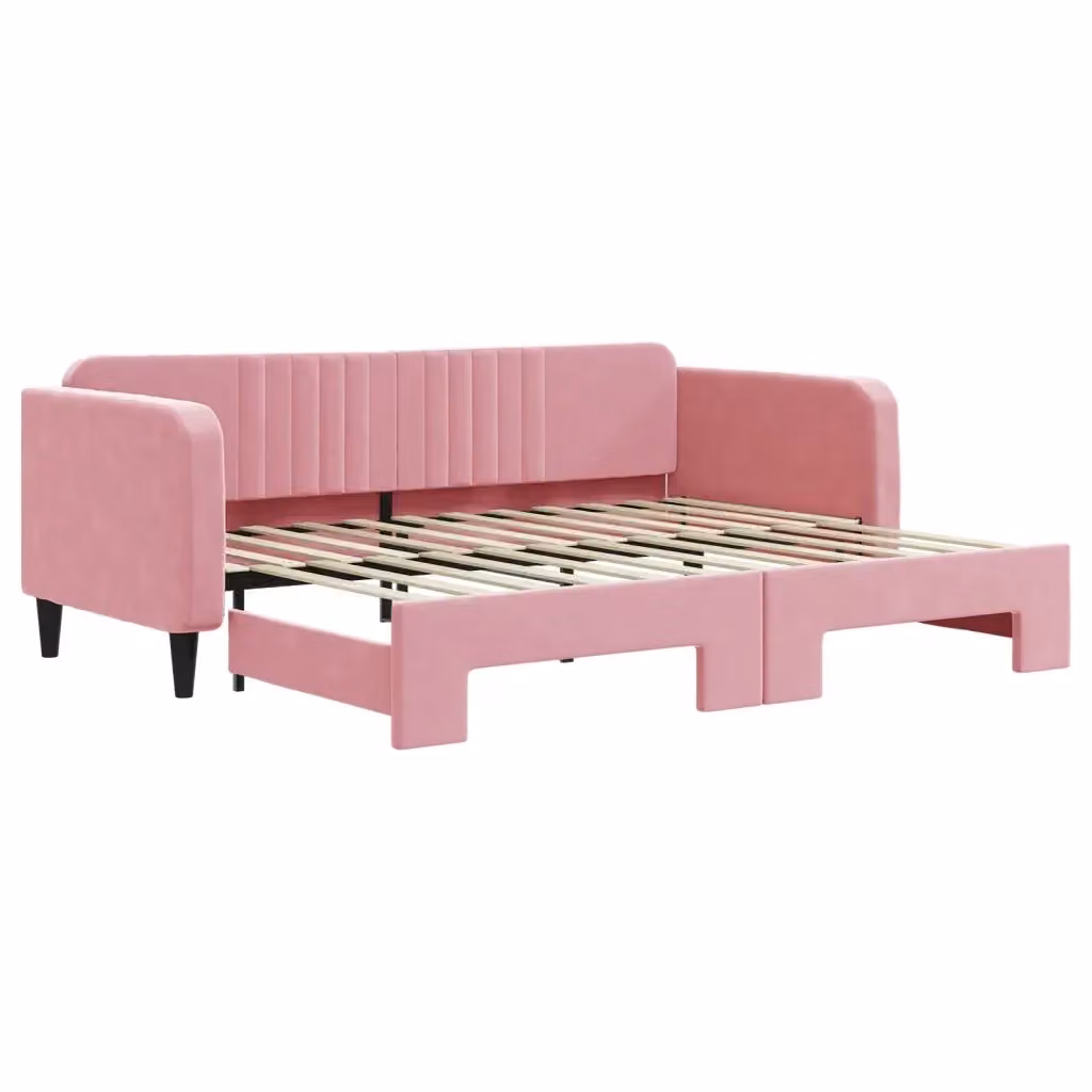 Divano Letto con Letto Estraibile vidaXL in Velluto Rosa per Soggiorno e Camera da Letto 90x200 cm – 2