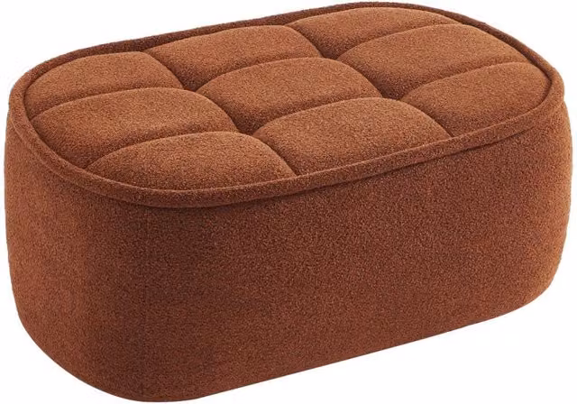 Poggiapiedi per poltrona Sweeek in bouclé testurizzato, terracotta, L: 63 cm, P: 40 cm, H: 40 cm – 1