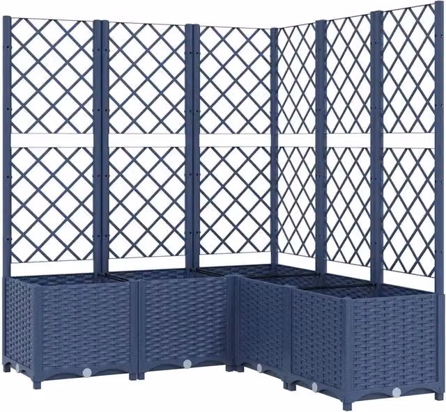 Fioriera a cassetta con graticcio per piante rampicanti in plastica Grigio Blu L/P/H: 120 x 120 x 136 cm – 1