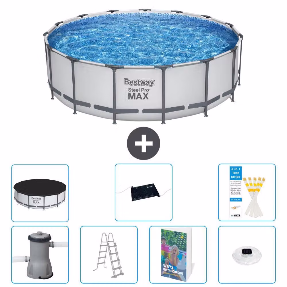 Piscina gonfiabile Bestway Steel Pro MAX, rotonda, 488x122 cm, composta da 6 parti, modello S598