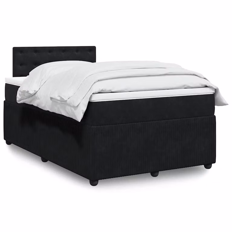 vidaXL Giroletto a Molle con Materasso in Velluto Nero L: 120 cm, P: 190 cm
