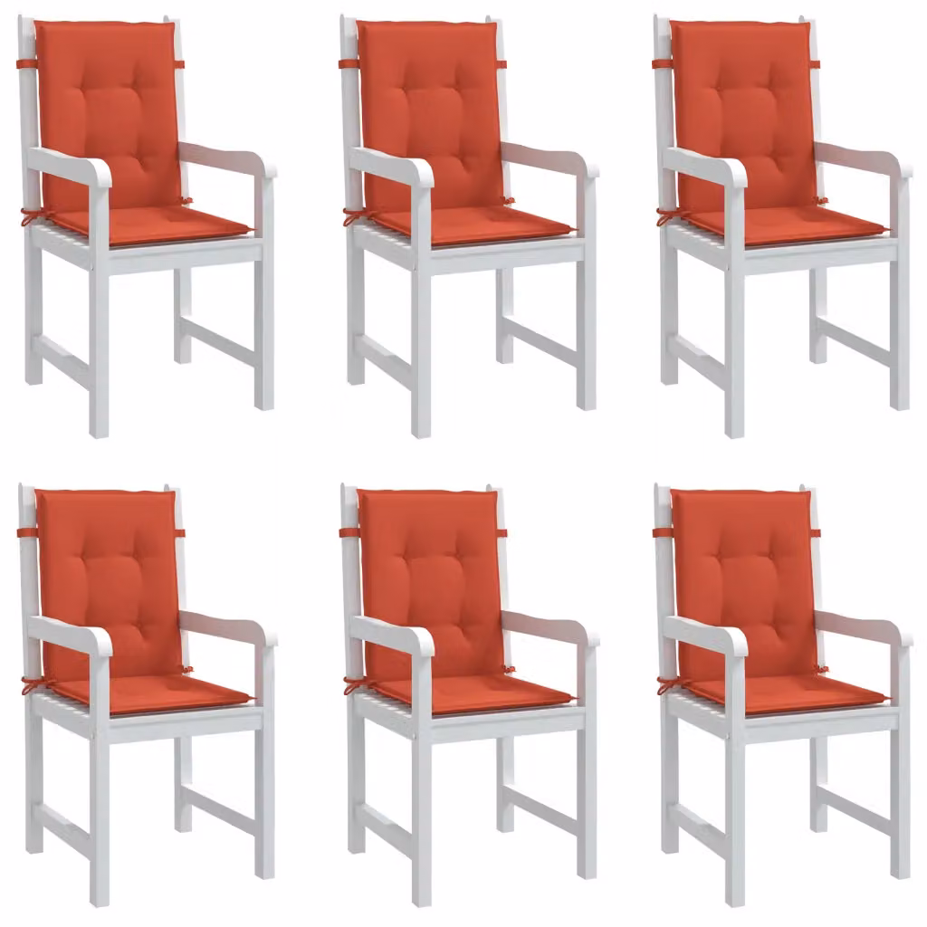 Set di 6 cuscini per sedia vidaXL in tessuto rosso mélange, con schienale basso e imbottitura in schiuma, L: 100 cm, P: 50 cm, H: 4 cm