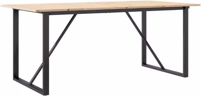 Tavolo da Pranzo | Tavolo da cucina Telaio a O 180x90x75 cm Legno Pino e Acciaio