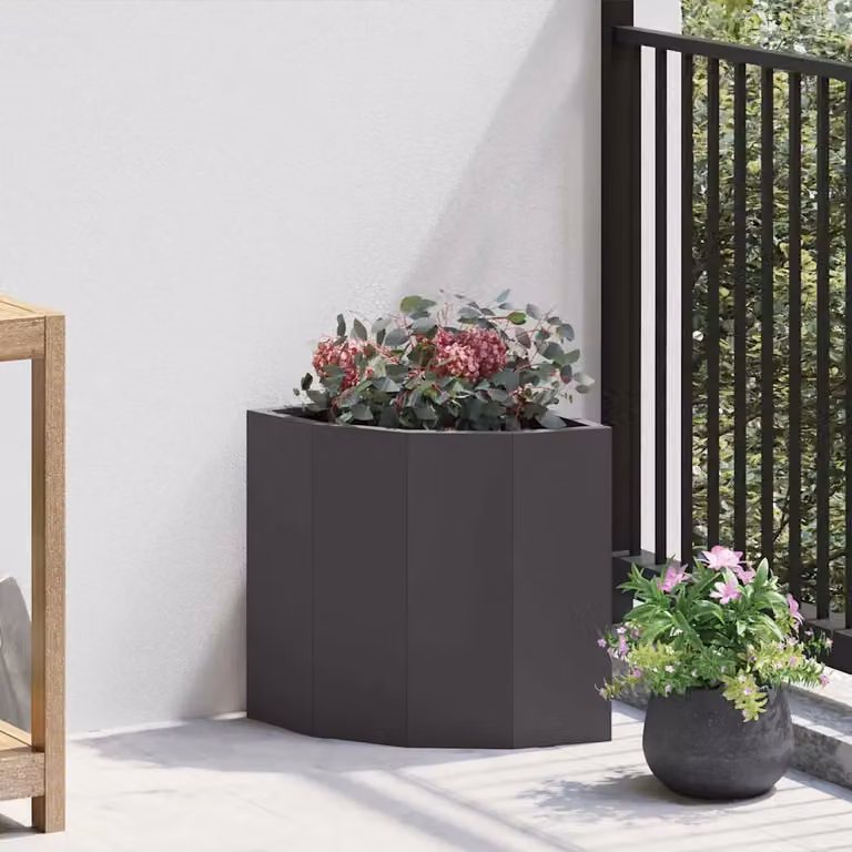 Vaso d'angolo vidaXL in acciaio nero L/P/H: 30 x 30 x 35 cm