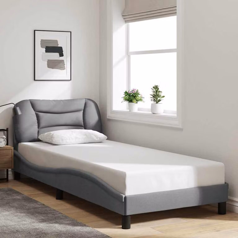 Giroletto senza materasso vidaXL Hvar Grigio Chiaro in tessuto e legno, L 200 x P 80 cm