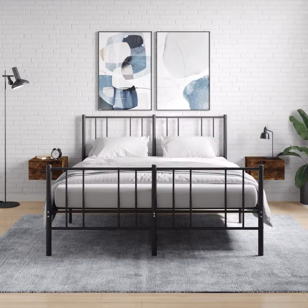 Set di 2 comodini da muro vidaXL in rovere fumo L/P/H: 35 x 35 x 20 cm