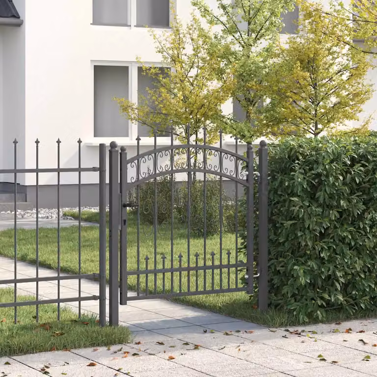 Cancello singolo con punta a lancia vidaXL KAMPEN in acciaio, colore antracite, L: 103 cm, H: 100 cm