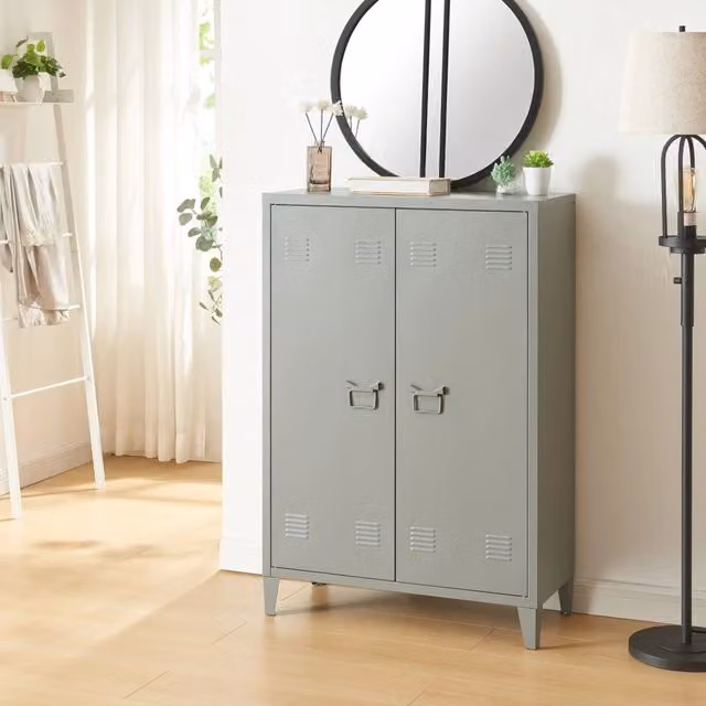 Armadietto da ufficio Oripää en.casa in acciaio grigio scuro opaco L: 110 cm, H: 75 cm, P: 33 cm – 1