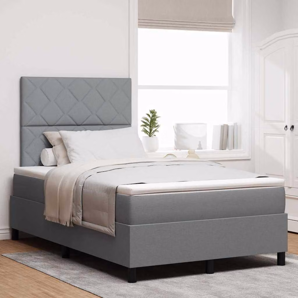 Maison Exclusive - Letto boxspring con testiera grigio chiaro 120 x 190 cm in tessuto