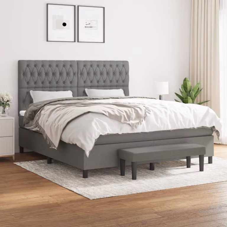 Maison Exclusive - Giroletto a Molle con Materasso Grigio Scuro 180x200 cm Tessuto