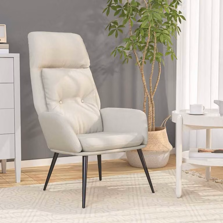 Poltrona Rilassante vidaXL in Similpelle Beige con Braccioli e Struttura in Metallo