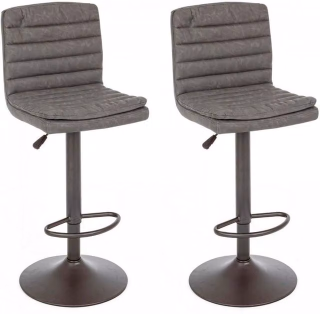 Set di 2 sgabelli regolabili Connor GIORDANOSHOP in ecopelle grigio scuro con struttura in metallo, L/P/H: 41 x 50 x 94,5-115,5 cm