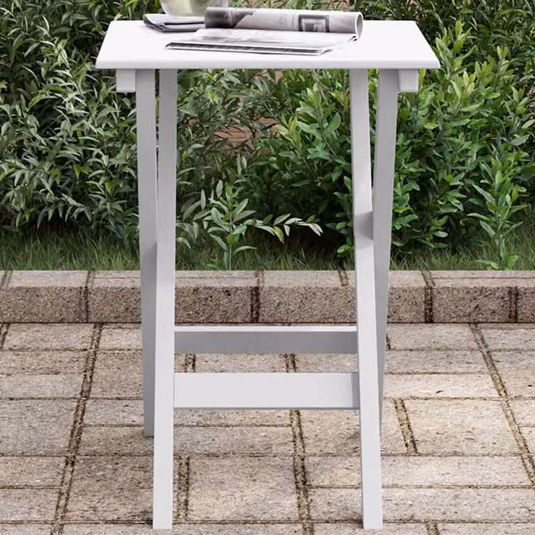vidaXL Tavolino Laterale Pieghevole Bianco in Legno di Pioppo con Piano Quadrato