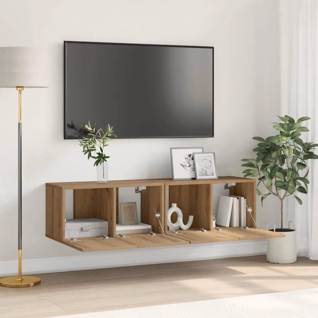 Set mobile TV moderno vidaXL in legno MDF marrone, 2 pezzi