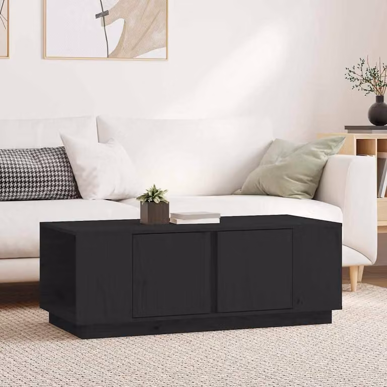 vidaXL Tavolino da Salotto Rustico in Legno di Pino Nero L: 110 cm, P: 50 cm, H: 40 cm