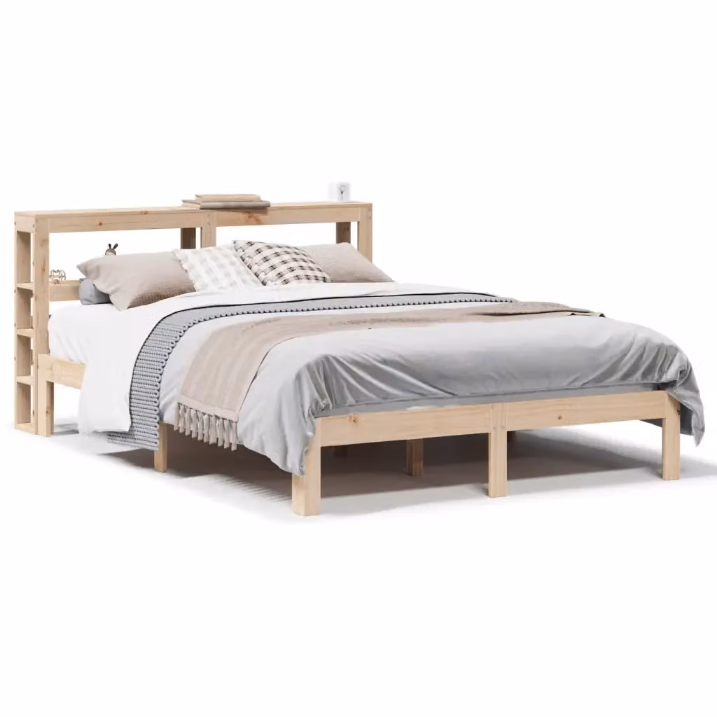 vidaXL Giroletto con Testiera in Legno Massello di Pino, Colore Marrone, L/P/H: 140 x 190 cm – 2