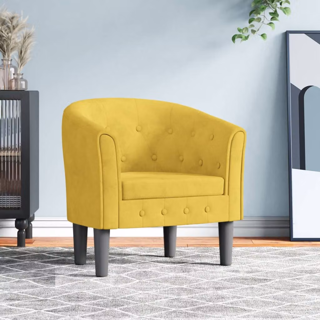 vidaXL Poltrona Cabriolet Moderna in Velluto Giallo con Braccioli