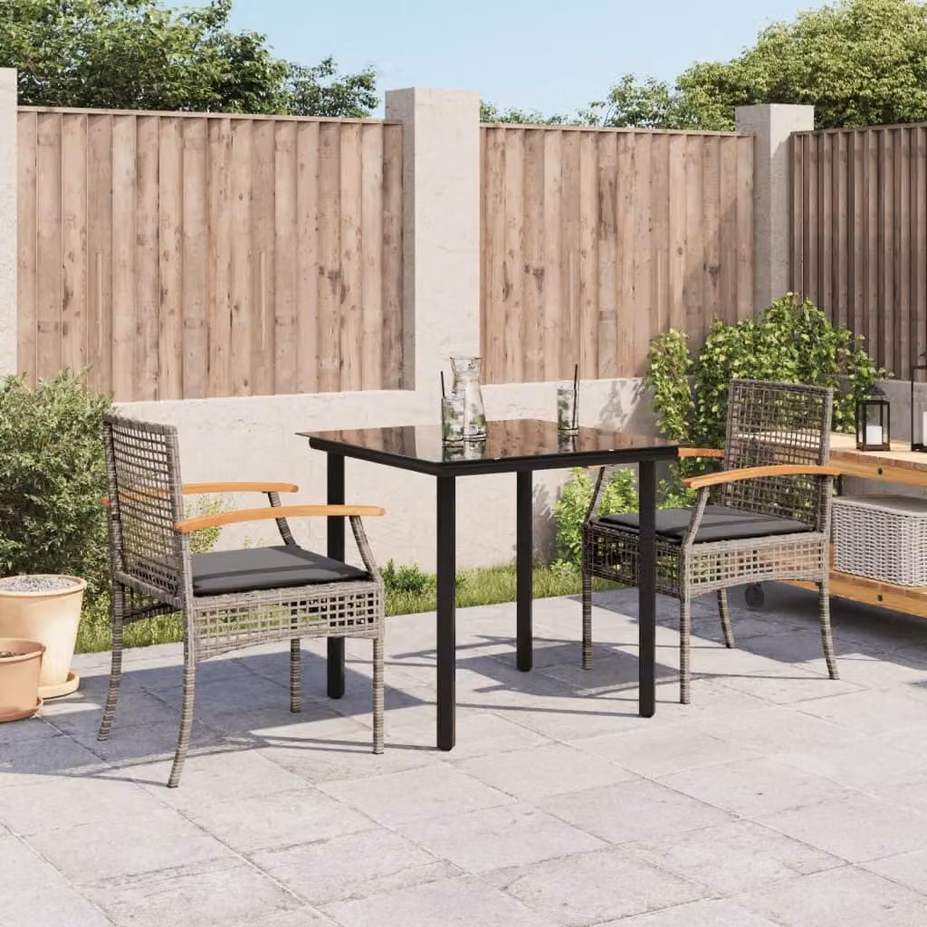Maison Exclusive - Set da Pranzo da Giardino 3 pz con Cuscini in Polyrattan Grigio